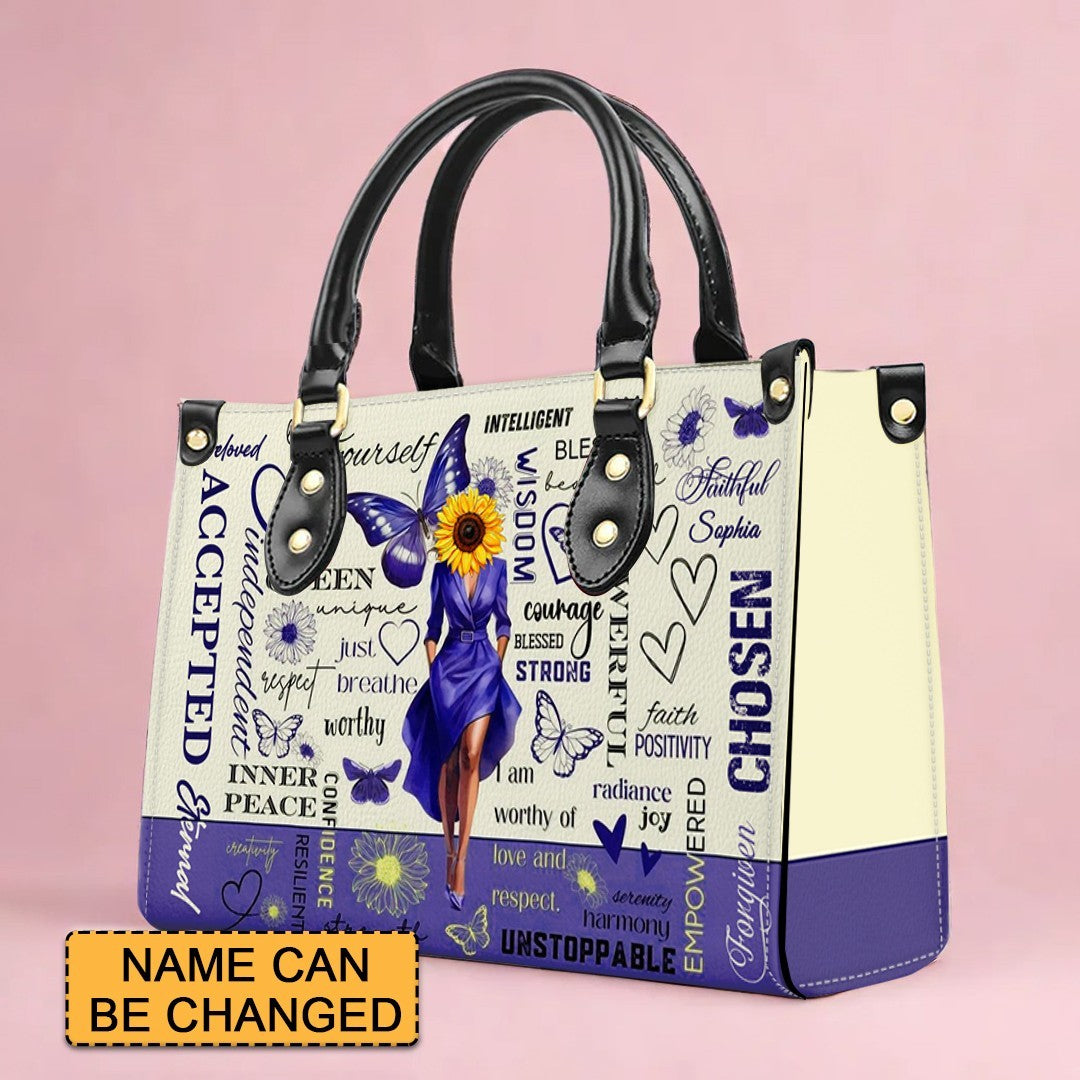 Christianartbag Handbags- GOD Says I Am - Daily Reminders - Personalized Leather – Christian apparel for women – Leather Hand