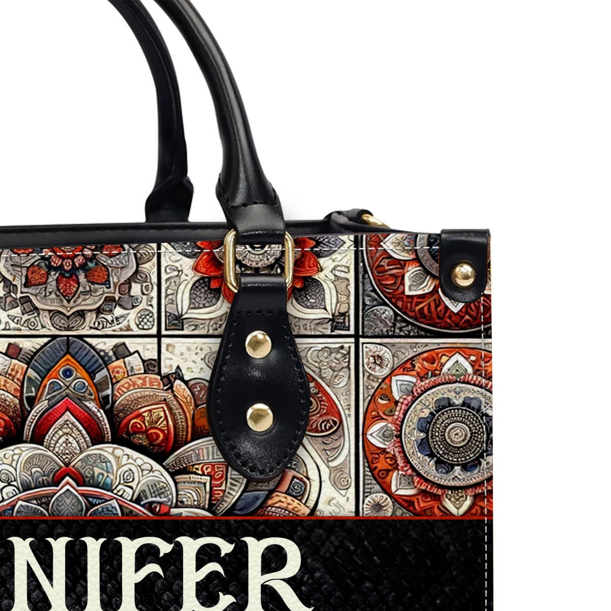 Personalized Mandala Leather Tote Bag - CHRISTIANARTBAG CABLTHB01170424. – Christian apparel for women – Leather Handbag XL 1