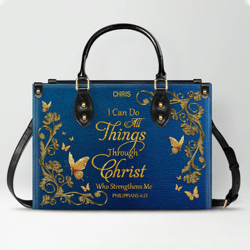 CHRISTIANARTBAG Handbags - I Can Do All Things Through Christ - Custom Bible Verses Name & Color - Personalized Leather Handbag - CAB02030626