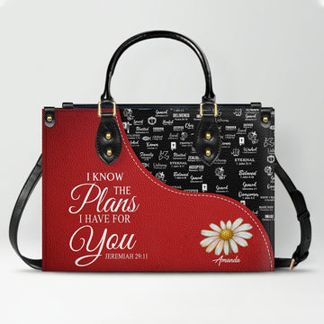 Personalized Red Leather Handbag with Custom Name & Bible Verse – CHRISTIANARTBAG Christian Gift