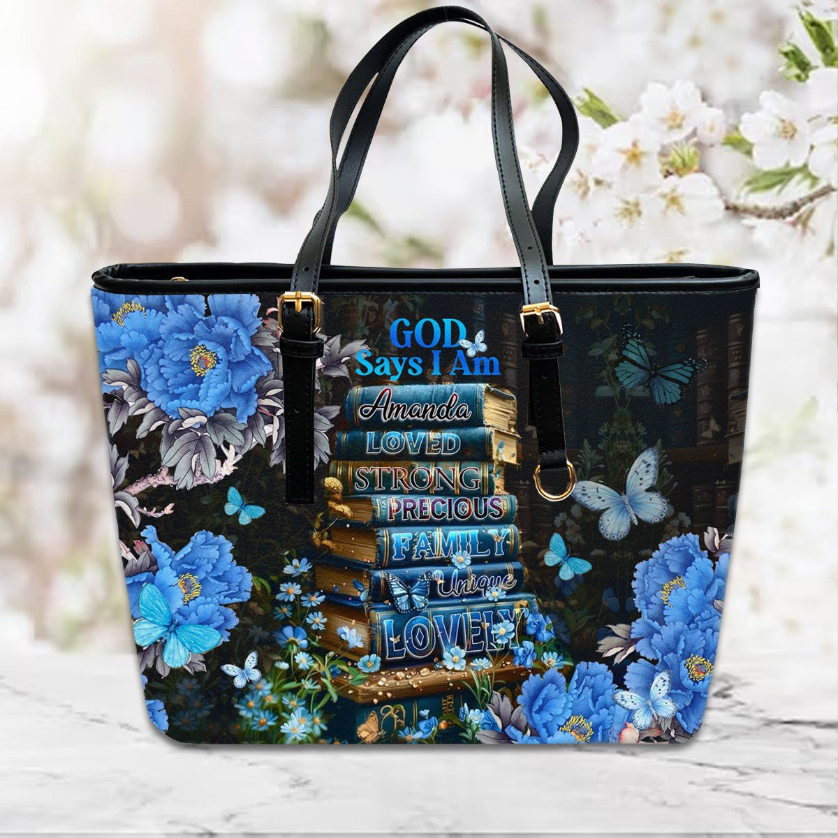 Christianartbag Handbags- GOD Says I AM - Bookmarks Leather Handbag - CABLTB01121224 – Christian apparel for women – Leather 