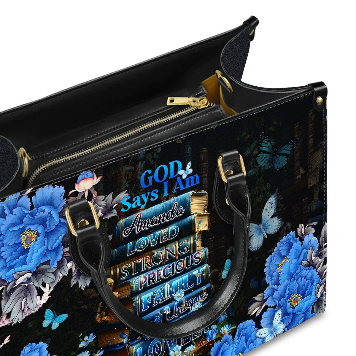 Christianartbag Handbags- GOD Says I AM - Bookmarks Leather Handbag - CABLTB01121224 – Christian apparel for women – Leather 