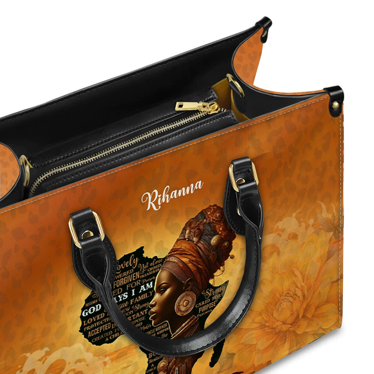 Customizable Afrocentric Leather Tote Bag - Personalized Elegant Designer Handbag by – Christian apparel for women – Leather 