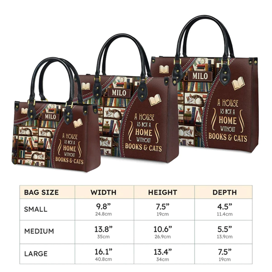 Christianartbag Handbags A House Is Not A Home Without Books And Cats Handbag Design – Christian apparel for women – Leather 