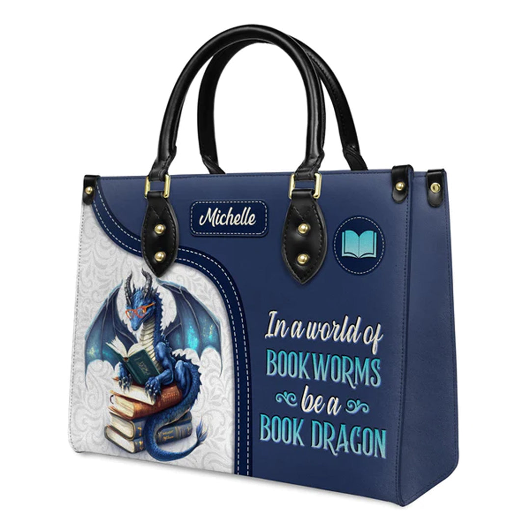 Christianartbag Handbags In A World Of Bookworms Be A Book Dragon Handbag Design – Christian apparel for women – Leather Hand