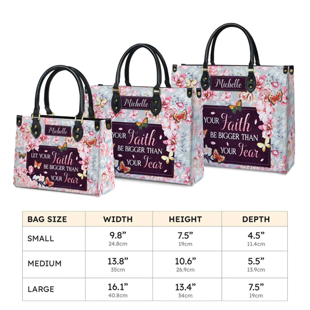 Christianartbag Handbags Let Your Faith Be Bigger Than Your Fear Handbag Design – Christian apparel for women – Leather Clutc