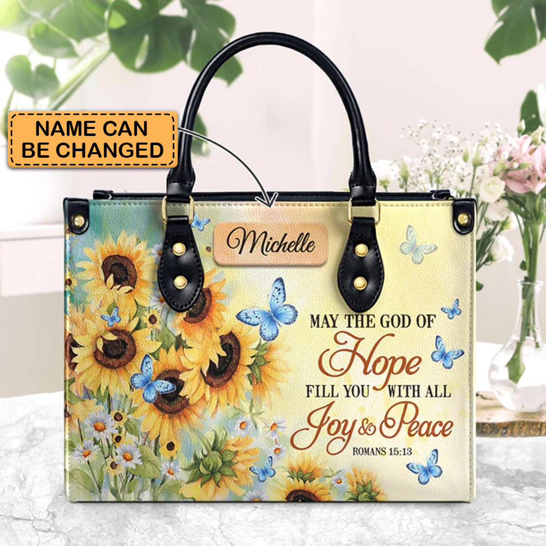 Christianartbag Handbags May The God Of Hope Fill You With All Joy And Peace Romans 15 – Christian apparel for women – Leathe