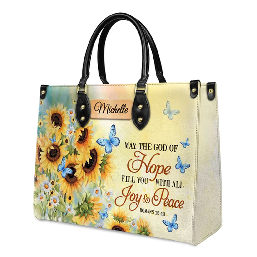 Christianartbag Handbags May The God Of Hope Fill You With All Joy And Peace Romans 15 – Christian apparel for women – Leathe