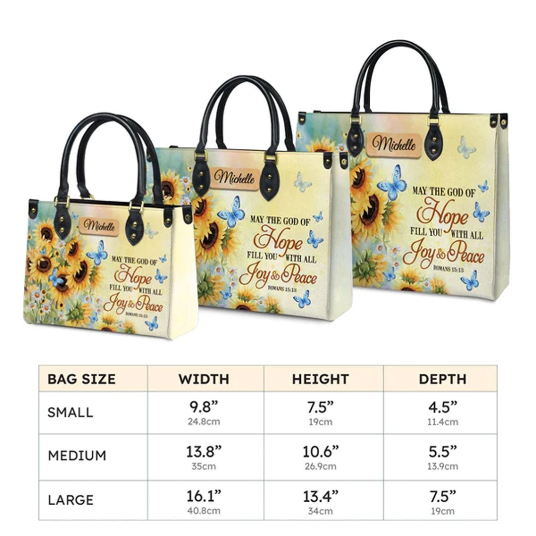 Christianartbag Handbags May The God Of Hope Fill You With All Joy And Peace Romans 15 – Christian apparel for women – Leathe
