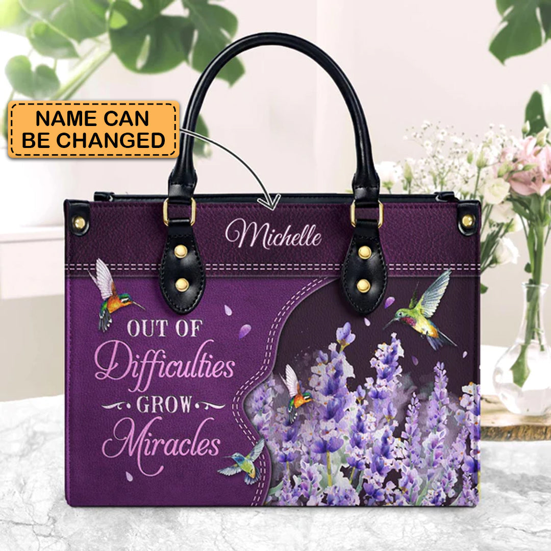 Christianartbag Handbags Out Of Difficulties Grow Miracles 1 Peter 5 10 Hummingbird – Christian apparel for women – Leather H