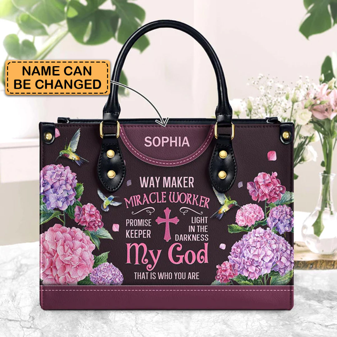 Christianartbag Handbags Way Maker Miracle Worker Hummingbird Handbag Design Monogram – Christian apparel for women – Leather