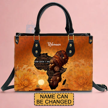 Customizable Afrocentric Leather Tote Bag - Personalized Elegant Designer Handbag by – Christian apparel for women – Leather 