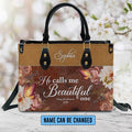 Christianartbag Handbags He Calls Me Beautiful One Leather Handbag Butterfly Flower – Christian apparel for women – Leather H