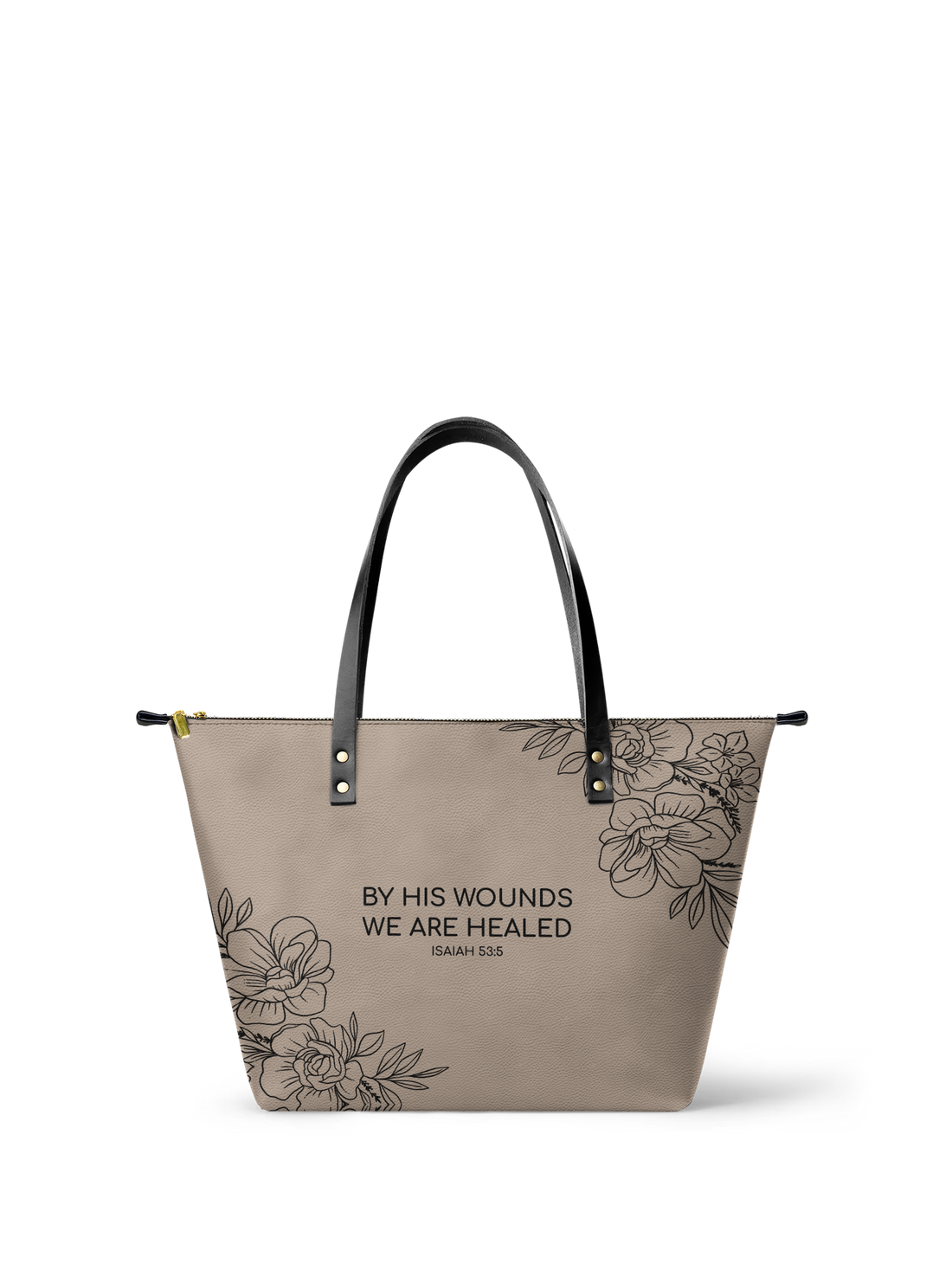 "Complete" - Isaiah 53:5 Leather Tote Bag – Christian apparel for women – Premium Vegan Leather