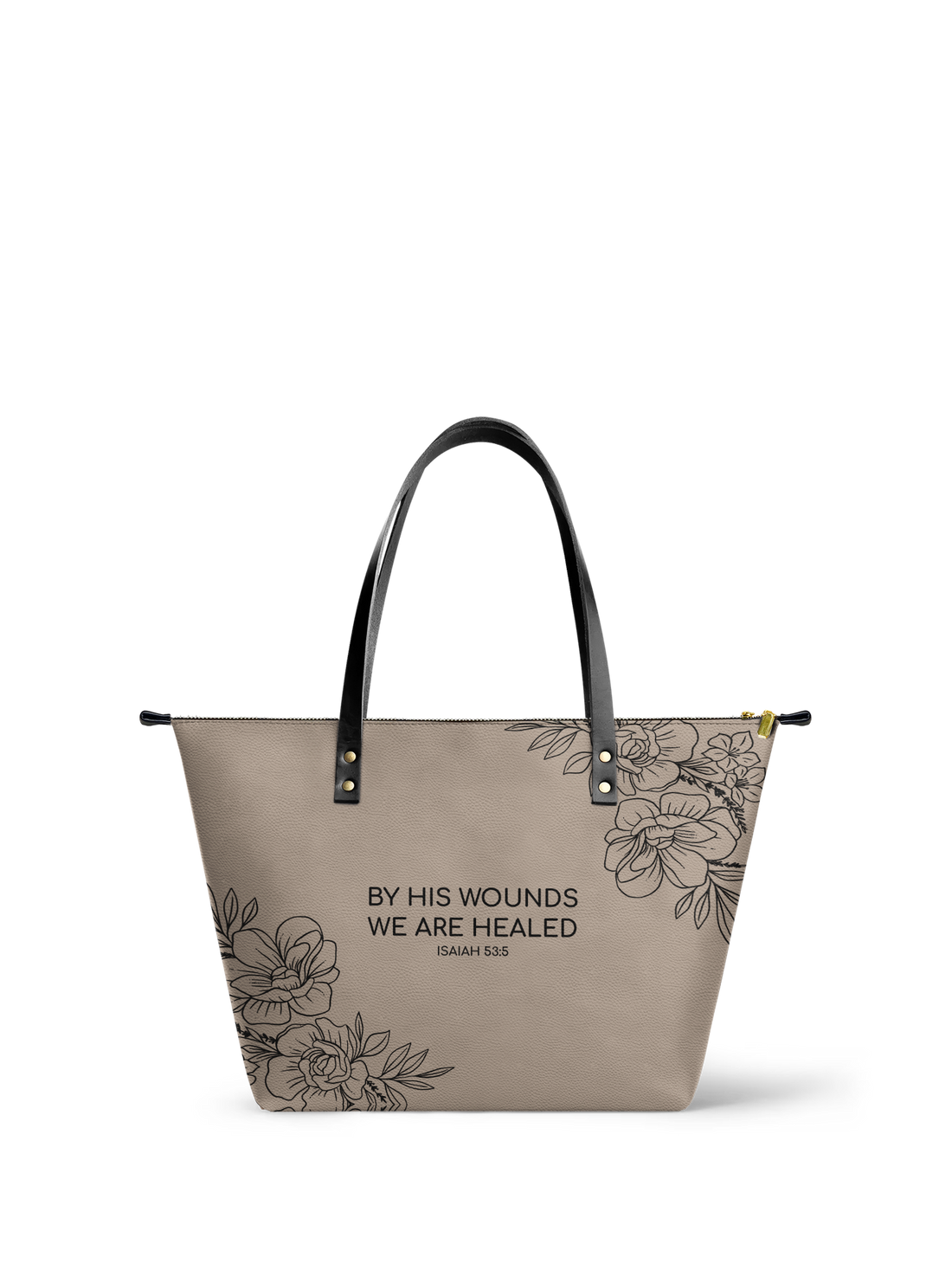 "Complete" - Isaiah 53:5 Leather Tote Bag – Christian apparel for women – Premium Vegan Leather