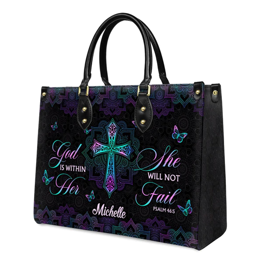 Christianartbag Handbags God Is Within Her She Will Not Fail Psalm 46 5 Mandala – Christian apparel for women – Leather Handb