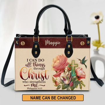 Christianartbag Handbags, I Can Do All Things Through Christ Philippians 41:3 Leather Bags, Personalized Bags, Gifts for Women, Christmas Gift, CABLTB01300723.