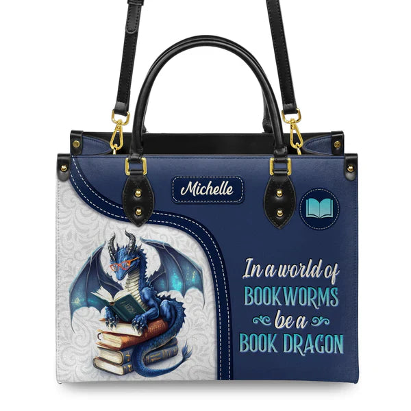 Christianartbag Handbags In A World Of Bookworms Be A Book Dragon Handbag Design – Christian apparel for women – Leather Hand