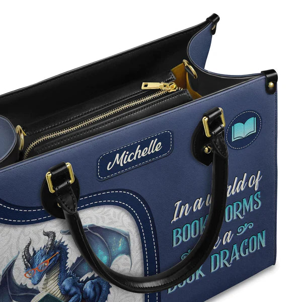 Christianartbag Handbags In A World Of Bookworms Be A Book Dragon Handbag Design – Christian apparel for women – Leather TOTE