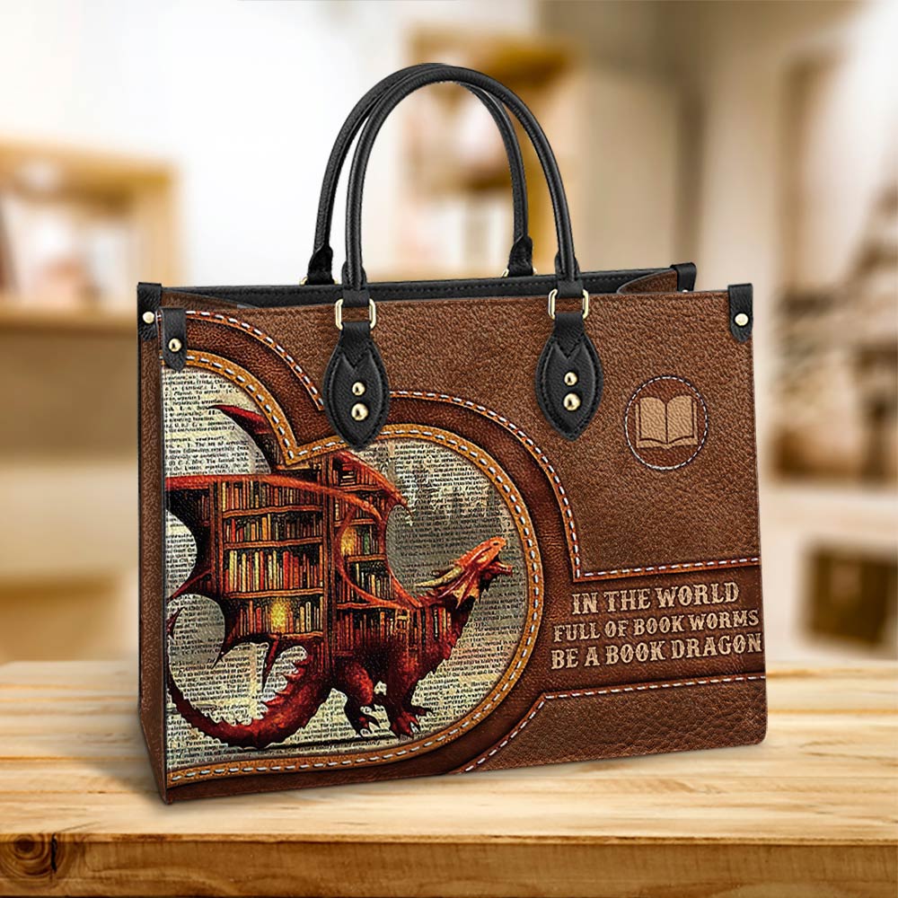 Christianartbag Handbags In The World Full Of Book Worms Be A Book Dragon Handbag – Christian apparel for women – Leather Han