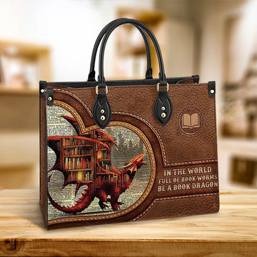 Christianartbag Handbags In The World Full Of Book Worms Be A Book Dragon Handbag – Christian apparel for women – Leather Han