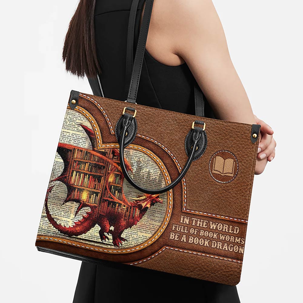 Christianartbag Handbags In The World Full Of Book Worms Be A Book Dragon Handbag – Christian apparel for women – Leather Han