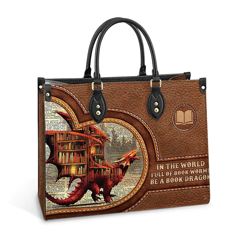 Christianartbag Handbags In The World Full Of Book Worms Be A Book Dragon Handbag – Christian apparel for women – Leather TOT