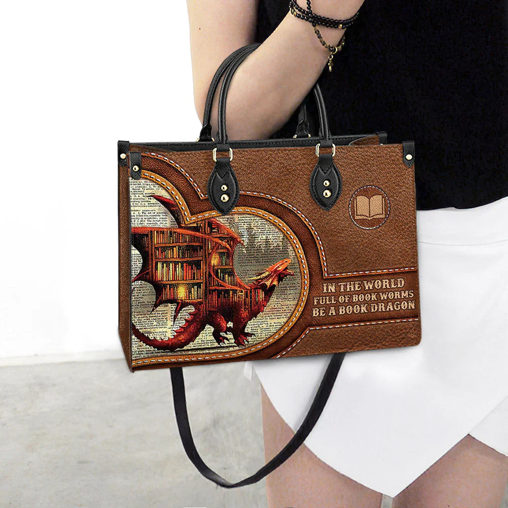 Christianartbag Handbags In The World Full Of Book Worms Be A Book Dragon Handbag – Christian apparel for women – Leather Clu
