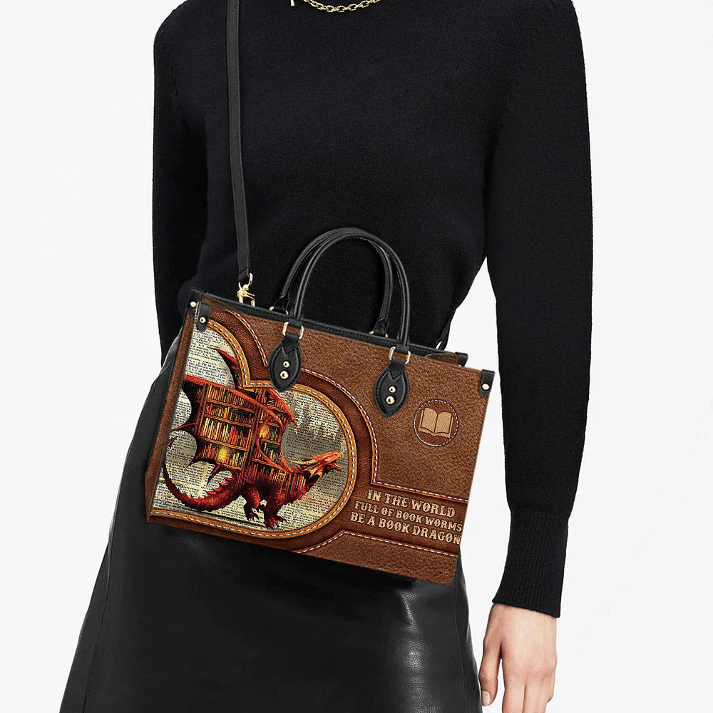 Christianartbag Handbags In The World Full Of Book Worms Be A Book Dragon Handbag – Christian apparel for women – Leather Han