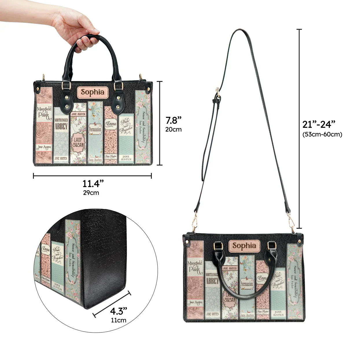 Christianartbag Novel Bags Personalized Leather Handbags for Literary Enthusiasts Jane – Christian apparel for women – Leathe