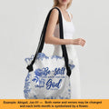 Personalized Large Oxford Fabric Tote Bag – Christian Bible Verse Shoulder Bag with – Christian apparel for women – Be Still 