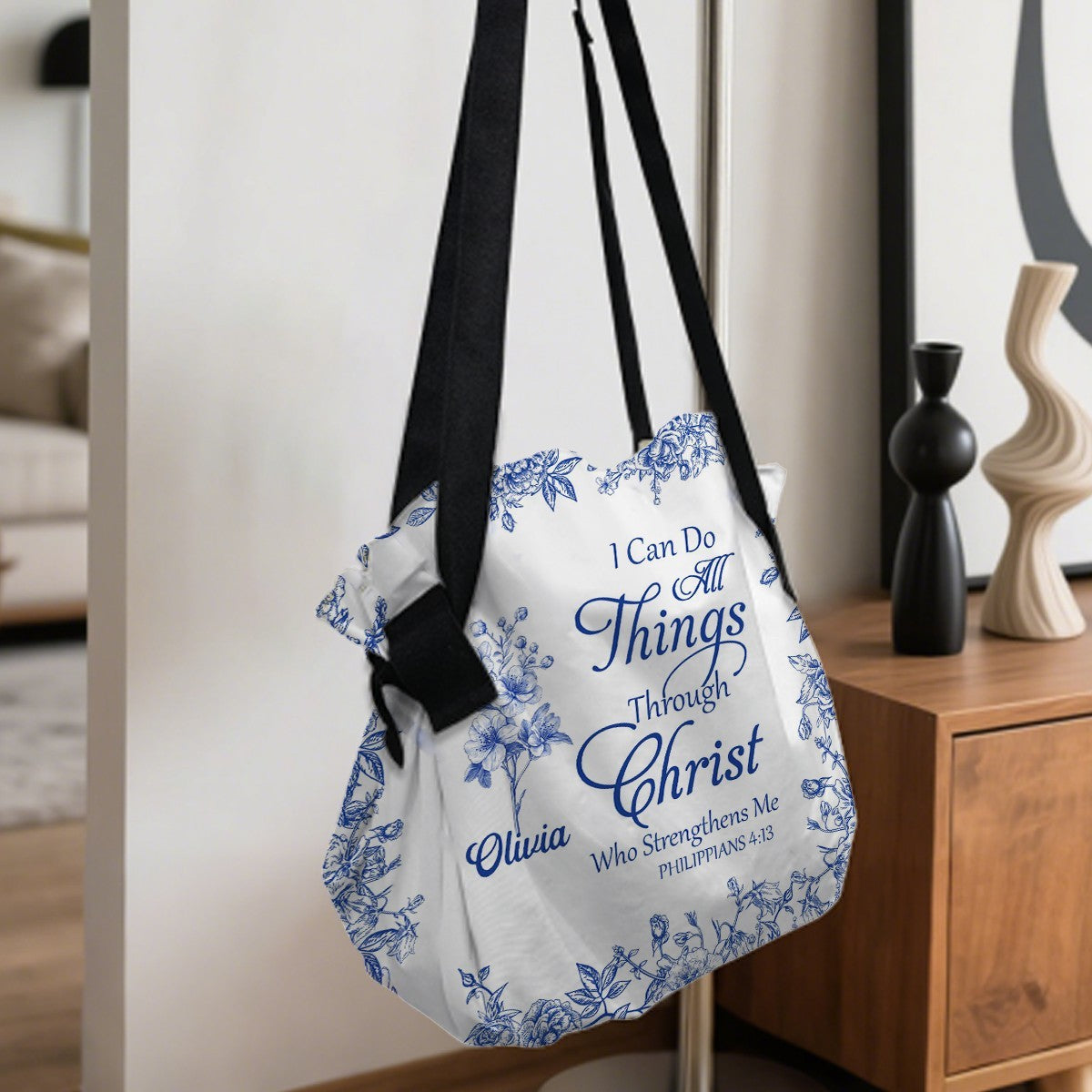 Personalized Large Oxford Fabric Tote Bag – Christian Bible Verse Shoulder Bag with – Christian apparel for women