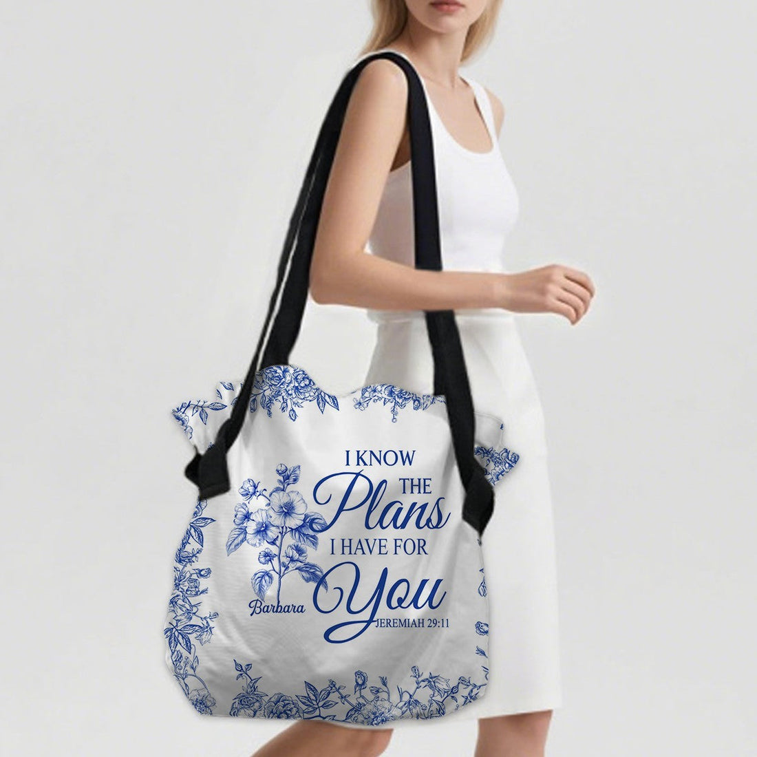 Personalized Large Oxford Fabric Tote Bag – Christian Bible Verse Shoulder Bag with – Christian apparel for women – I Can Do 