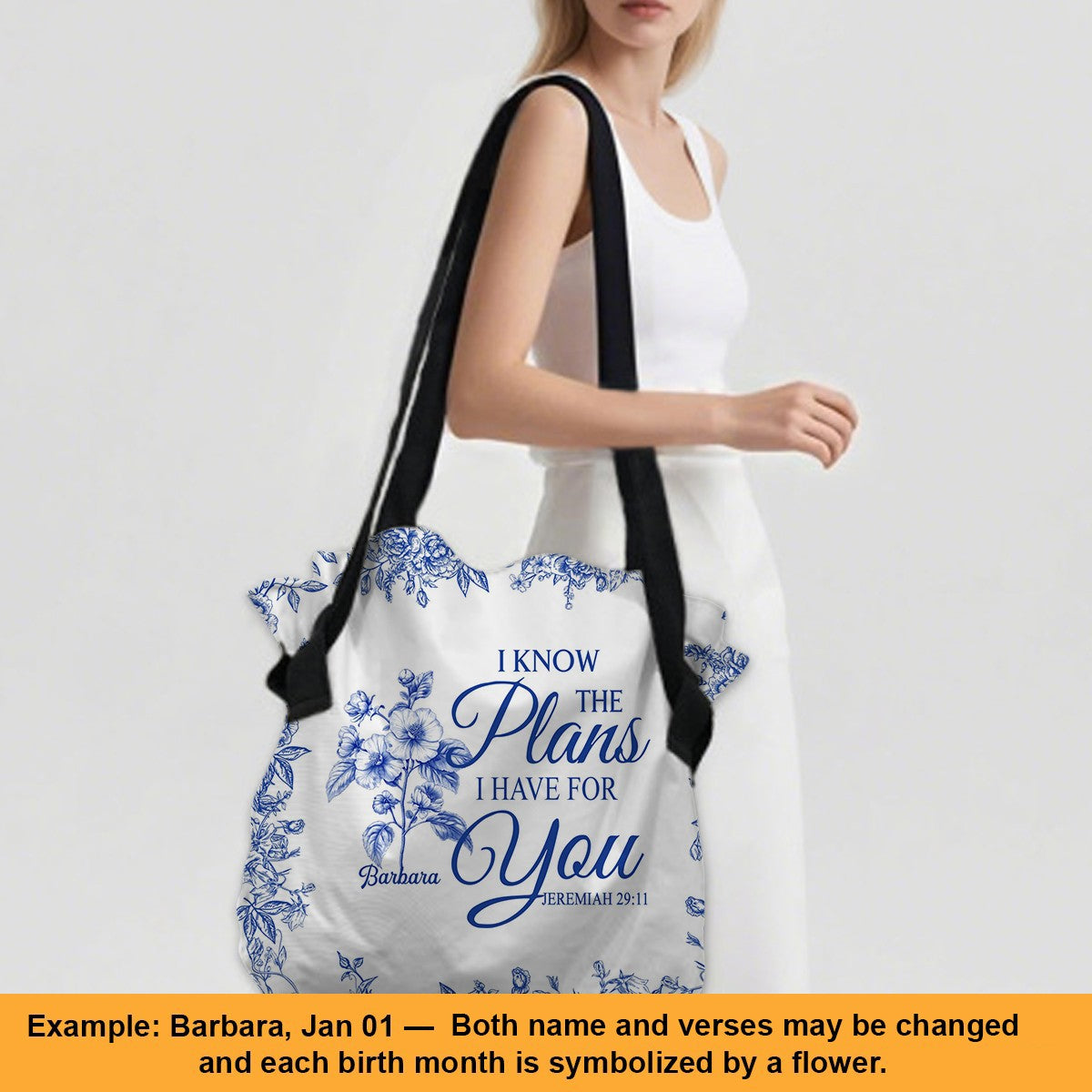 Personalized Large Oxford Fabric Tote Bag – Christian Bible Verse Shoulder Bag with – Christian apparel for women
