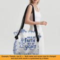 Personalized Large Oxford Fabric Tote Bag – Christian Bible Verse Shoulder Bag with – Christian apparel for women – Walk By F