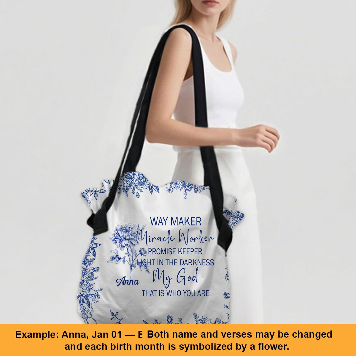 Personalized Large Oxford Fabric Tote Bag – Christian Bible Verse Shoulder Bag with – Christian apparel for women – Way Maker