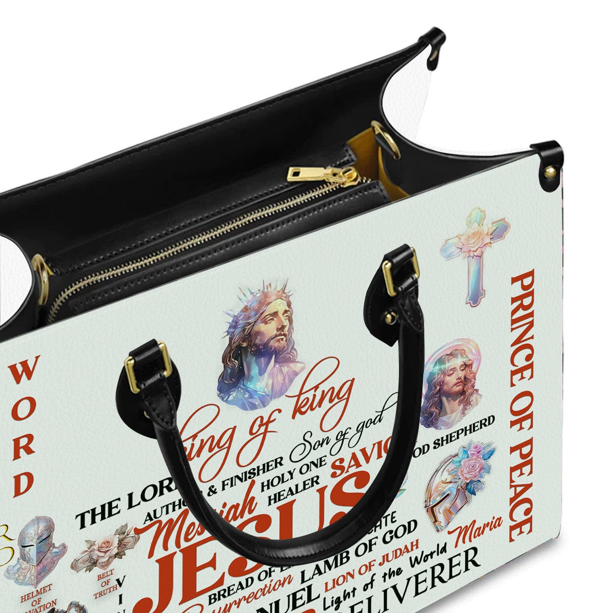 Christianartbag Handbags Jesus The Lord King Of King Leather Handbag Handbag Design – Christian apparel for women – Leather H