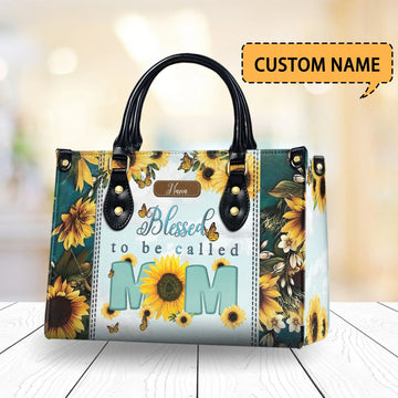 Personalized 'Blessed to Be Called Mom' Handbag – Custom Name for Nana, Perfect Gift for Mother's Day, Floral Sunflower Design|HB98