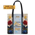 Christianartbag Handbags She Who Kneels Before God Romans 8 31 Embroidered Handbag – Christian apparel for women – Leather Bi