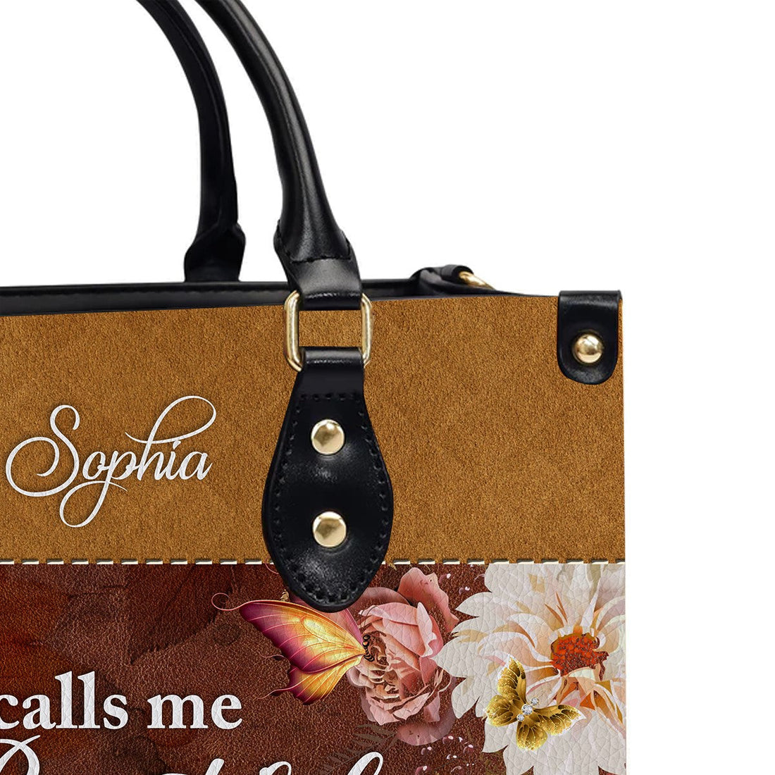Christianartbag Handbags He Calls Me Beautiful One Leather Handbag Butterfly Flower – Christian apparel for women – Leather H