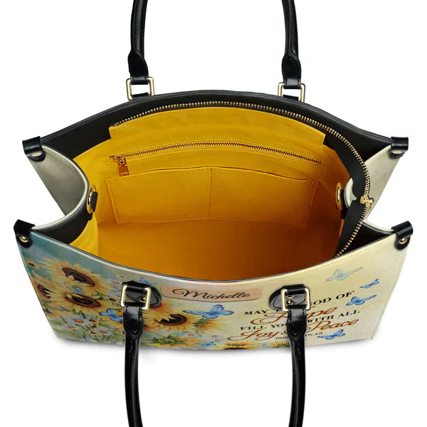 Christianartbag Handbags May The God Of Hope Fill You With All Joy And Peace Romans 15 – Christian apparel for women – Leathe