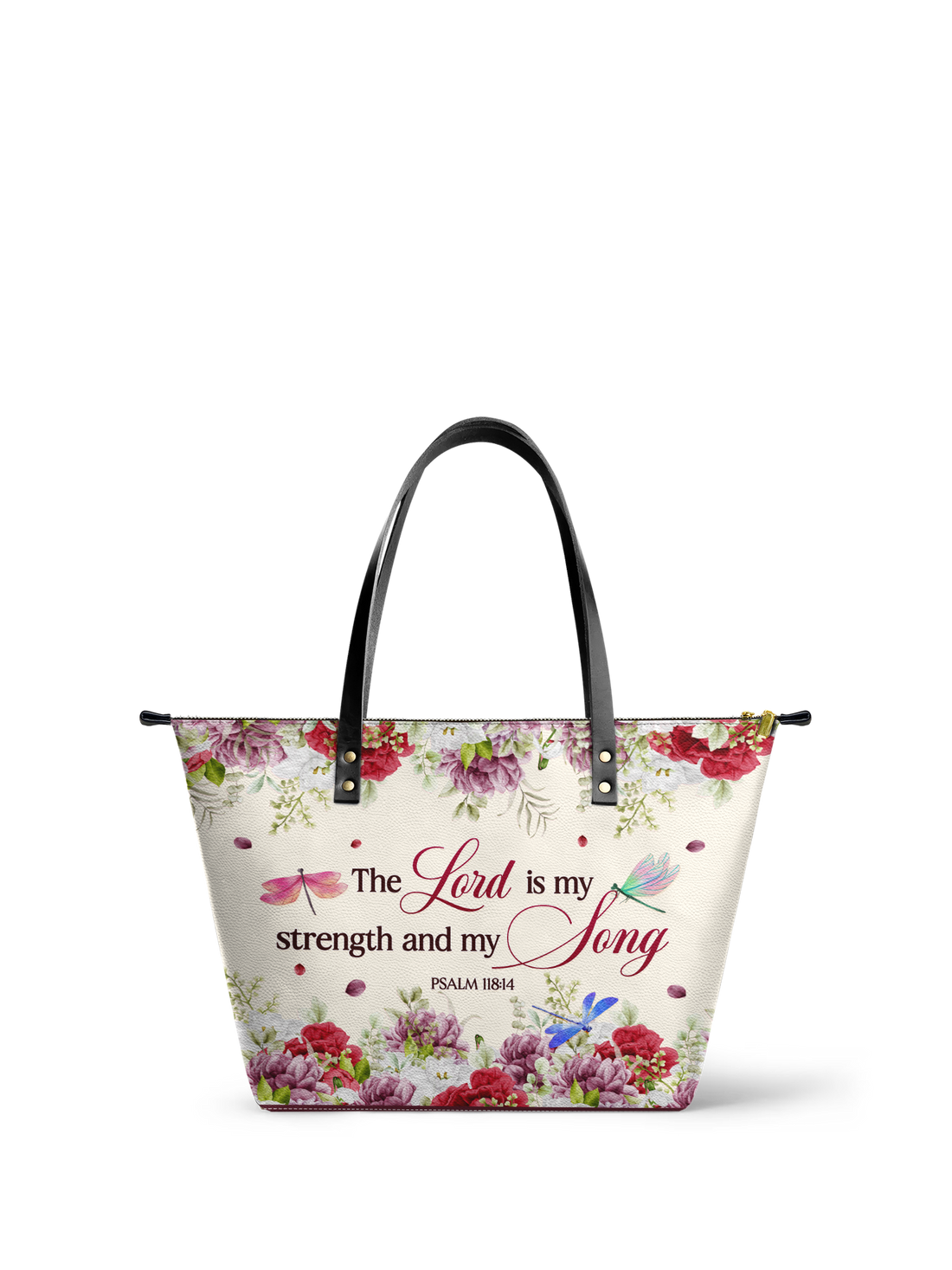 "Melody" - Psalm 118:14 Leather Tote Bag – Christian apparel for women – Premium Vegan Leather