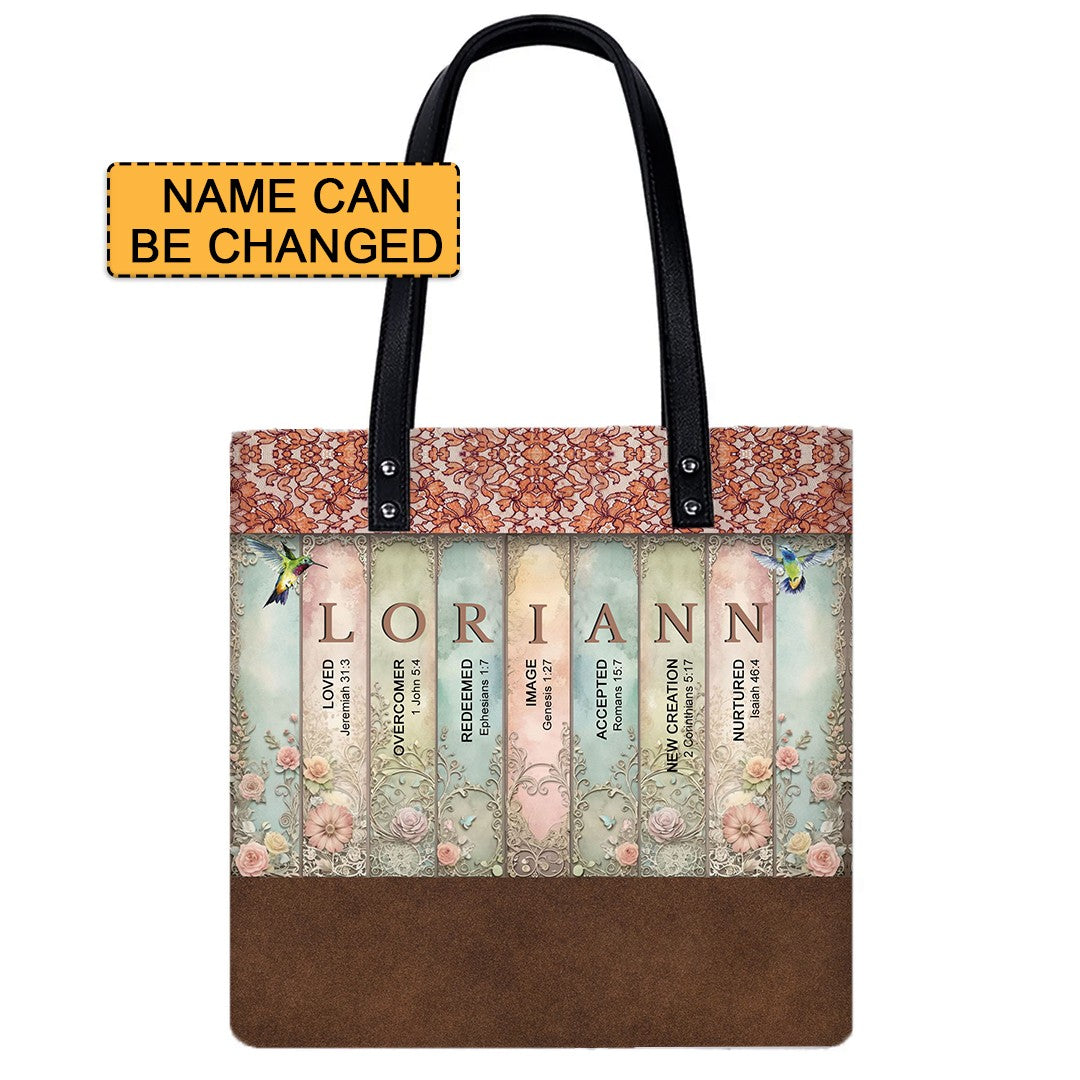 Christianartbag Handbags- Uncover the sacred meaning of your name - Bookmarks Leather – Christian apparel for women – TOTE ba
