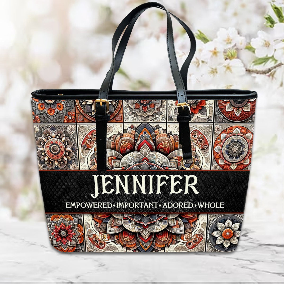 Personalized Mandala Leather Tote Bag - CHRISTIANARTBAG CABLTHB01170424. – Christian apparel for women – Leather Bible Cover 