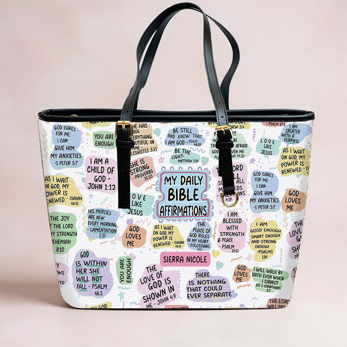 Christianartbag Handbags My Daily Bible Affirmations Leather Bags Personalized Bags – Christian apparel for women – Clutch Pu