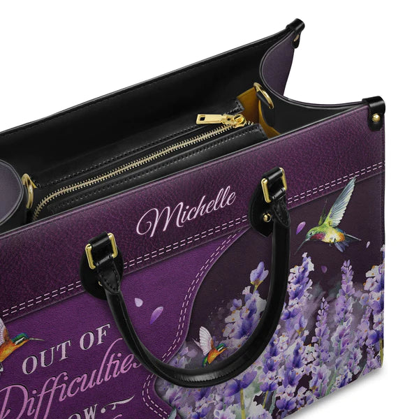 Christianartbag Handbags Out Of Difficulties Grow Miracles 1 Peter 5 10 Hummingbird – Christian apparel for women – Leather T