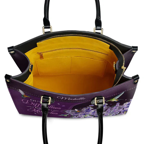 Christianartbag Handbags Out Of Difficulties Grow Miracles 1 Peter 5 10 Hummingbird – Christian apparel for women – Leather B