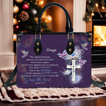 Personalized Christian Handbag - Inspiring Leather Tote Bag