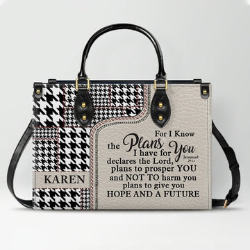 Christianart Handbag, Personalized Hand Bag, For I Know The Plans I Have For You Jeremiah 29:11, Personalized Gifts, Gifts for Women.