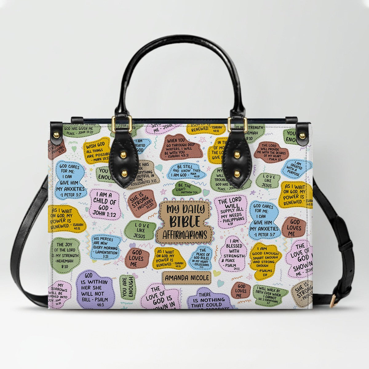 Christianartbag Handbags My Daily Bible Affirmations Leather Bags Personalized Bags – Christian apparel for women – Leather H